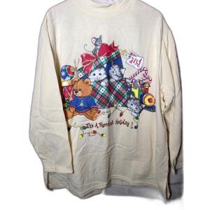 VTG Deadstock Nutcracker Sweater Sz 2x Christmas Holiday Sweatshirt Kittens cats